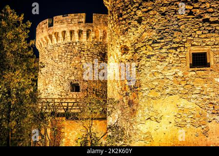 Mittelalterliche Kalemegdan-Festung bei Nacht. Belgrad, Serbien Stockfoto