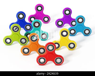 Fidget-Spinner isoliert auf weißem Hintergrund. 3D Abbildung Stockfoto