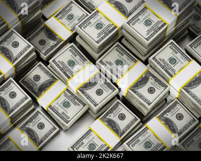 100 Dollar Lots Stack Hintergrund. 3D Abbildung Stockfoto