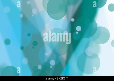 Abstraktes Farbverlauf grün helltürkis blau glänzend verschwommen Hintergrund Textur mit kreisförmigen Bokeh Lichter in weichen Farben Stil. Wunderschöne Kulisse. Platz für Design. Stockfoto