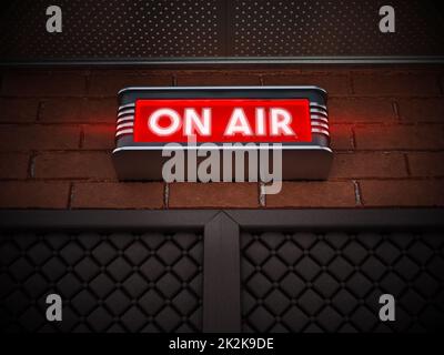 Auf dem Luftschild über der Tür eines Senderaums. 3D Abbildung Stockfoto
