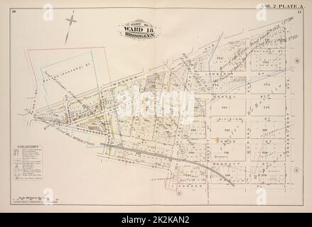 Kartografisch, Karten. 1880. Lionel Pincus und Prinzessin Firyal Map Division. Brooklyn (New York, N.Y.), Immobilien , New York (Bundesstaat) , New York Vol. 2. Plate, A. Karte in Richtung Bayard (Sanford) St., Meeker Ave., Vandervoort Ave., Parker Pl., Kingsland Ave., Frost St., Humboldt Ave., Richardson St., Ewen St.; Einschließlich Herbert St., Anthony St., Lombard St., Beadel St., Division St., Amos St., Bennett St., Graham Ave., N. Henry St., Monitor St., Banzette St., Morgan Ave Stockfoto