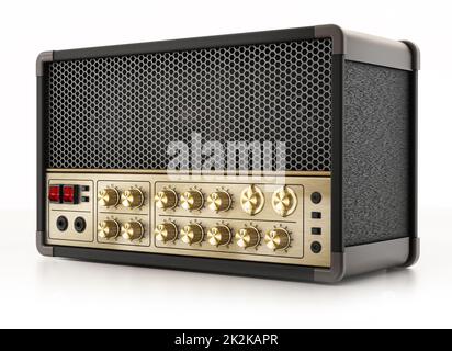 Generischer Gitarrenverstärker isoliert auf weißem Hintergrund. 3D Abbildung Stockfoto