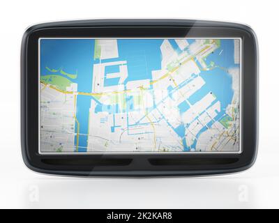 GPS Global Positioning System isoliert auf weißem Hintergrund. 3D Abbildung Stockfoto