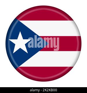 Puerto Rico Flag Button 3D Abbildung mit Clipping Path Stockfoto