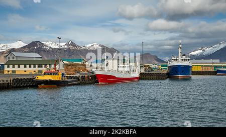 Hafen von Hofn, Island Stockfoto