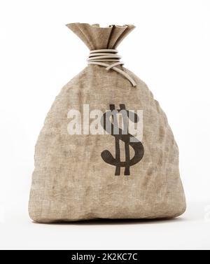 Geldsack mit Dollarsymbol. 3D Abbildung Stockfoto