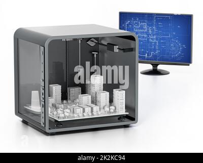 Architekturmodell gedruckt in einem 3D-Drucker. 3D-dimensional Stockfoto