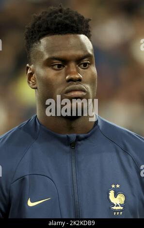 Paris, Frankreich - 22/09/2022, Benoit Badiashile von Frankreich während der UEFA Nations League, League A - Gruppe 1 Fußballspiel zwischen Frankreich und Österreich am 22. September 2022 im Stade de France in Saint-Denis bei Paris, Frankreich - Foto: Jean Catuffe/DPPI/LiveMedia Stockfoto