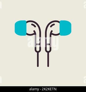 Ohrhörer-Kopfhörer-Vektor-Flat-Symbol Stockfoto