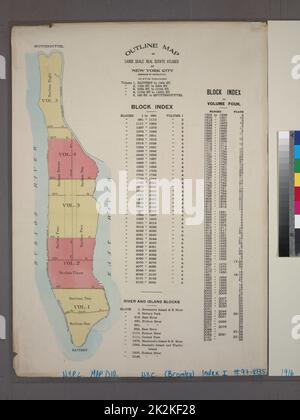 Kartografisch, Karten. 1914. Lionel Pincus und Prinzessin Firyal Map Division. Manhattan (New York, N.Y.), Immobilien , New York (Bundesstaat) , New York Übersichtskarte von großangelegten Immobilienatlanten von New York City, Borough of Manhattan Stockfoto