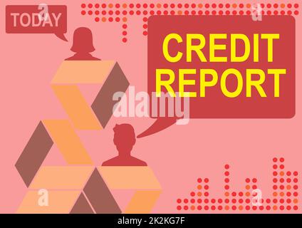 Textzeichen mit Kreditbericht. Business Concept Borrowing Rap Sheet Bill and Dues Payment Score Debt History erfolgreiche Kollegen bei der Online-Kommunikation Teamwork. Stockfoto
