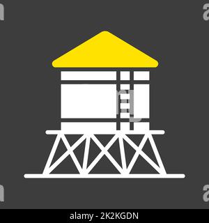 Symbol für vom Wasserturm isolierte Glyphe Stockfoto
