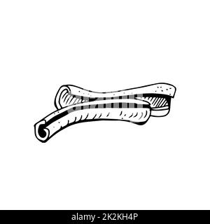 Würziger Zimt dünne schwarze Linien auf weißem Hintergrund - Vektor Stockfoto