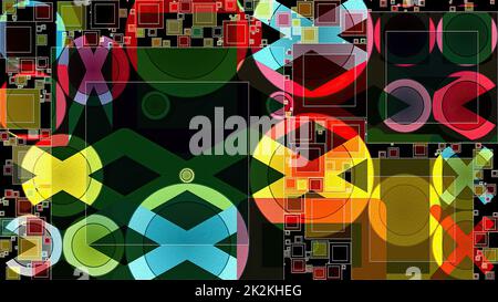 Kunstwerk abstrakter Komposition aus geometrischen Formen und Elementen Stockfoto