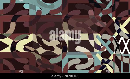 Kunstwerk abstrakter Komposition aus geometrischen Formen und Elementen Stockfoto