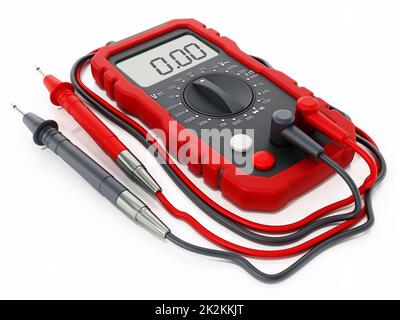 Generisches Digitalmultimeter isoliert auf weißem Hintergrund. 3D Abbildung Stockfoto