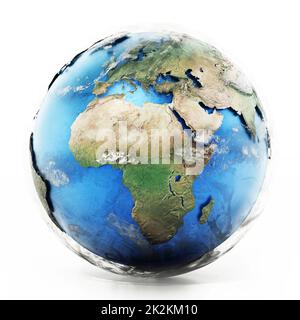 3D Illustration eines detailreichen Globus mit hochwertigen Texturen. 3D Abbildung Stockfoto