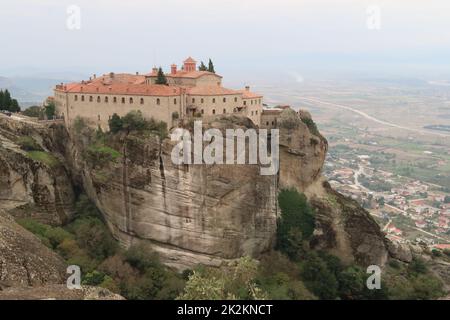 Wunderschöne Aussicht auf St. Stephen Kloster, Meteora Stockfoto