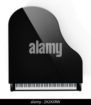 Generisches Grand Piano mit Reflexionsansicht von oben. 3D Abbildung Stockfoto