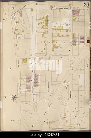 Kartografisch, Karten. 1905 - 1908. Lionel Pincus und Princess Firyal Map Division. New York (New York) Bronx, V. A, Plate No. 20 Karte begrenzt durch Olmstead Ave., Ellis Ave., Virginia Ave., McGraw Ave Stockfoto