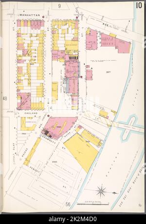 Kartografisch, Karten. 1884 - 1936. Lionel Pincus und Princess Firyal Map Division. Feuerversicherung , New York (Staat), Immobilien , New York (Staat), Städte & Orte , New York (Staat) Brooklyn V. 4, Plate No. 10 Karte begrenzt durch Manhattan Ave., Newtown Creek, Clay St. Stockfoto