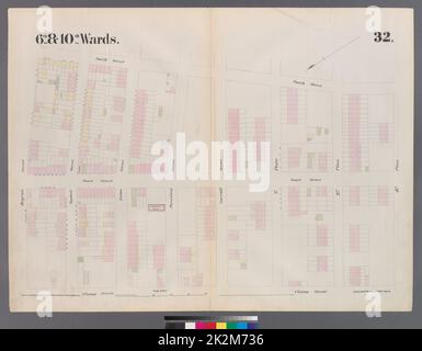 Kartografisch, Karten. 1855. Lionel Pincus und Prinzessin Firyal Map Division. Brooklyn (New York, N.Y.), Versicherung, Feuer, Karten Platte 32: Karte begrenzt durch Degraw Street, Smith Street, Third Place, Clinton Street Stockfoto