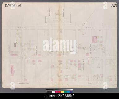 Kartografisch, Karten. 1855. Lionel Pincus und Prinzessin Firyal Map Division. Brooklyn (New York, N.Y.), Versicherung, Feuer, Karten Platte 35: Karte begrenzt durch William Street, Richards Street, Elizabeth Street, Conover Street Stockfoto