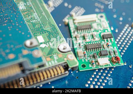 Reparatur und Aufrüstung der Hauptplatine von Notebook, Elektronik, Computer-Hardware und Technologie-Konzept. Stockfoto
