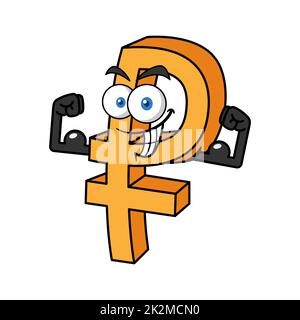 Starke Russische Rubel Symbol Cartoon-Charakter Stockfoto