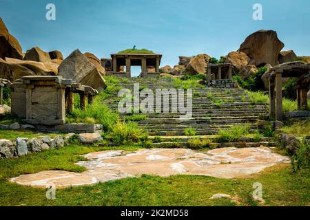 Alte Ruinen in Hampi, Indien Stockfoto