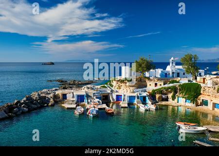 Mandrakia Dorf auf der Insel Milos, Griechenland Stockfoto