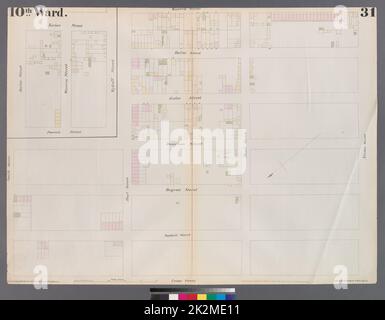 Kartografisch, Karten. 1855. Lionel Pincus und Prinzessin Firyal Map Division. Brooklyn (New York, N.Y.), Versicherung, Feuer, Karten Platte 31: Karte begrenzt durch Warren Street, Nevins Street, Union Street, Hoyt Street Stockfoto