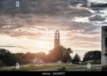 Drohnenblick auf Leuchttürme von Kap Arkona Stockfoto