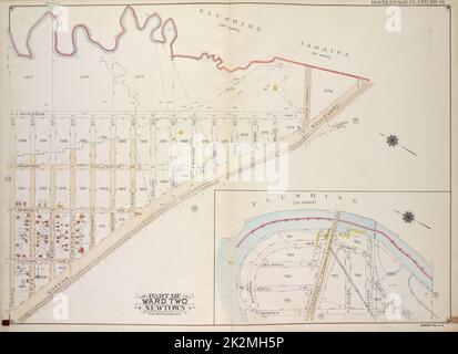 Kartografisch, Karten. 1915. Lionel Pincus und Prinzessin Firyal Map Division. Queens (New York, N.Y.), Immobilien , New York (Bundesstaat) , New York , Queens (Borough) Queens, Vol. 2A, Double Page Plate No. 36; Teil von ward Two Newtown. Karte begrenzt durch Flushing Creek, Queens Blvd., Gown St.; einschließlich Flushing River, Happer Ave Stockfoto