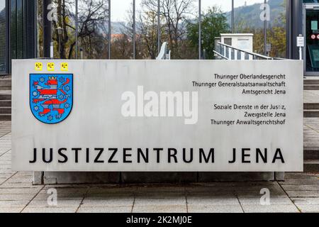 Jena Justice Center mit höherem Regionalgericht, Generalstaatsanwaltschaft, Bezirksgericht und Juristengericht Stockfoto