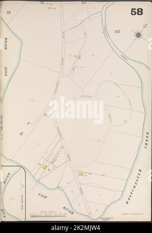 Kartografisch, Karten. 1898. Lionel Pincus und Prinzessin Firyal Map Division. Feuerversicherung , New York (Staat), Immobilien , New York (Staat), Städte & Orte , New York (Staat) Bronx, V. A, Plate No. 58 Karte begrenzt durch Westchester Creek, East River Stockfoto