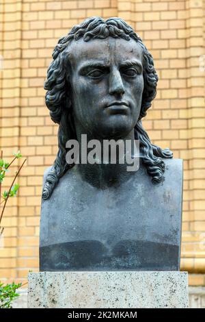 Friedrich Schillers Büste im Garten von Schillers Sommerhaus Stockfoto