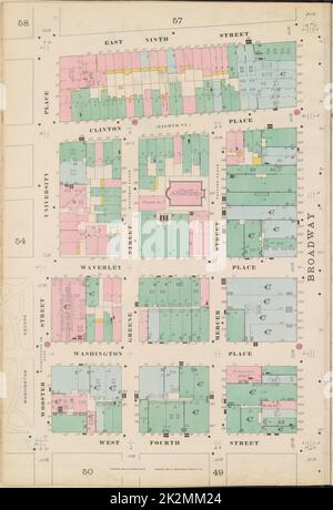 Kartografisch, Karten. 1895. Lionel Pincus und Prinzessin Firyal Map Division. Feuerversicherung , New York (Staat), Immobilien , New York (Staat), Städte & Orte , New York (Staat) Manhattan, V. 3, Doppelseite Plate No. 53 Karte begrenzt durch E. 9. St., 4. Ave., E. 4. St., Wooster St., University Pl. Stockfoto