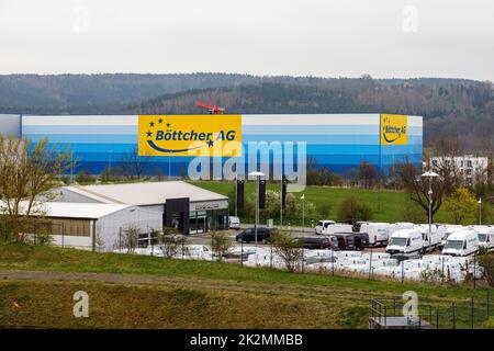 Büromarkt Böttcher AG, Logistikhalle in Jena Neulobeda Stockfoto