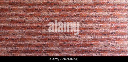 Rote Backsteinwand Grunge Textur Tapete. Alte rote Ziegelwand Muster Design Hintergrund 3D Rendern mit Kopierraum. Stockfoto