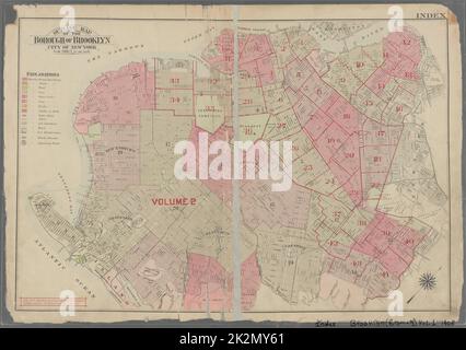Bromley, George Washington. Kartographie, Karten, Indexkarten. 1908. Lionel Pincus und Prinzessin Firyal Map Division. Brooklyn (New York, New York) , Maps Index: Brooklyn (Bromely) , Vol. 1 Stockfoto