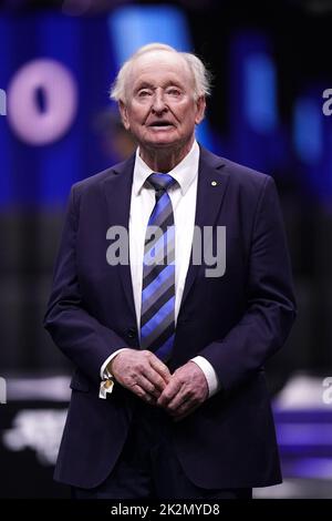 Rod Laver vor dem ersten Tag des Laver Cup in der O2 Arena, London. Bilddatum: Freitag, 23. September 2022. Stockfoto