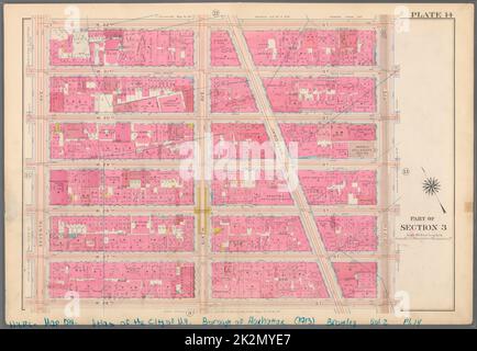 Kartografisch, Karten. 1913. Lionel Pincus und Prinzessin Firyal Map Division. Immobilien , New York (Bundesstaat) , New York, Immobilien , Manhattan (New York, N.Y.), Manhattan (New York, New York) Platte 14, Teil von Abschnitt 3: Begrenzt durch W. 32. Street, Fifth Avenue, W. 26. Street und Seventh Avenue Stockfoto