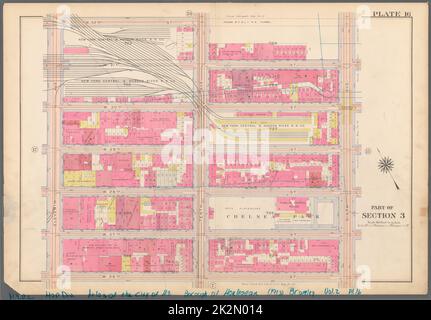 Kartografisch, Karten. 1913. Lionel Pincus und Prinzessin Firyal Map Division. Immobilien , New York (Bundesstaat) , New York, Immobilien , Manhattan (New York, N.Y.), Manhattan (New York, New York) Tafel 16, Teil von Abschnitt 3: Begrenzt durch W. 32. Street, Ninth Avenue, W. 26. Street und Eleventh Avenue Stockfoto