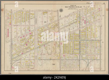 Bromley, George Washington. Kartographie, Karten, Atlanten, Landvermessungen. 1907. Lionel Pincus und Prinzessin Firyal Map Division. Brooklyn (New York, New York) , Maps Plate 21: Begrenzt durch Ditmas Avenue, Coney Island Avenue, Ditmas Avenue, Ocean Avenue, Avenue I., Gravesend Avenue, 18. Avenue und West Street Plate 21 Stockfoto