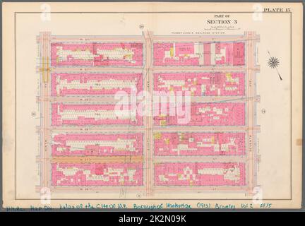 Kartografisch, Karten. 1913. Lionel Pincus und Prinzessin Firyal Map Division. Immobilien , New York (Bundesstaat) , New York, Immobilien , Manhattan (New York, N.Y.), Manhattan (New York, New York) Tafel 15, Teil von Abschnitt 3: Begrenzt durch W. 31. Street, Seventh Avenue, W. 26. Street und Ninth Avenue Stockfoto