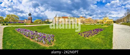 Zagreber Hauptbahnhof und Tomislav-Platz mit Panoramablick Stockfoto