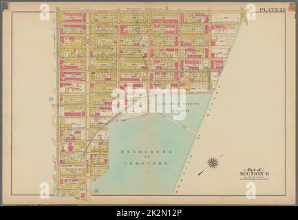 Bromley, George Washington. Kartographie, Karten, Atlanten, Landvermessungen. 1908. Lionel Pincus und Prinzessin Firyal Map Division. Brooklyn (New York, New York) , Maps Plate 22: Begrenzt durch Halsey Street, Irving Avenue, Eldert Street, Knickerbocker Avenue, (Most Holly Trinity Cemetery), Moffatt Street, Central Avenue, Chauncey Street, Evergreen Avenue, Granite Street, (Evergreen Cemetery), Bushwick Avenue, Conway Street und Broadway Plate 22 Stockfoto