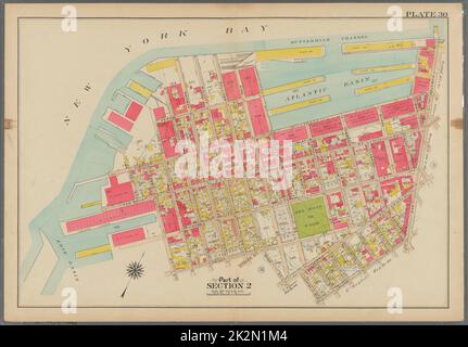 Bromley, George Washington. Kartographie, Karten, Atlanten, Landvermessungen. 1908. Lionel Pincus und Prinzessin Firyal Map Division. Brooklyn (New York, New York) , Karten Platte 30: Begrenzt durch (New York Bay Piers) Ferris Street, Pioneer Street, (Atlantic Basin) Imlay Street, Hamilton Avenue, Hicks Street, Center Street, Columbia Street, Bush Street, Otswego Street, Wolcott Street, Dwight Street, Beard Street, (Erie Basin) Van Brunt Street, Reid Street und Van Dyke Street Plate 30 Stockfoto